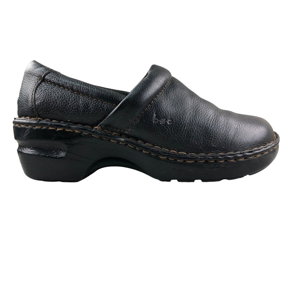 BOC Women's Size 7.5W Peggy Black Leather Closed Toe Slip On Professional Clogs